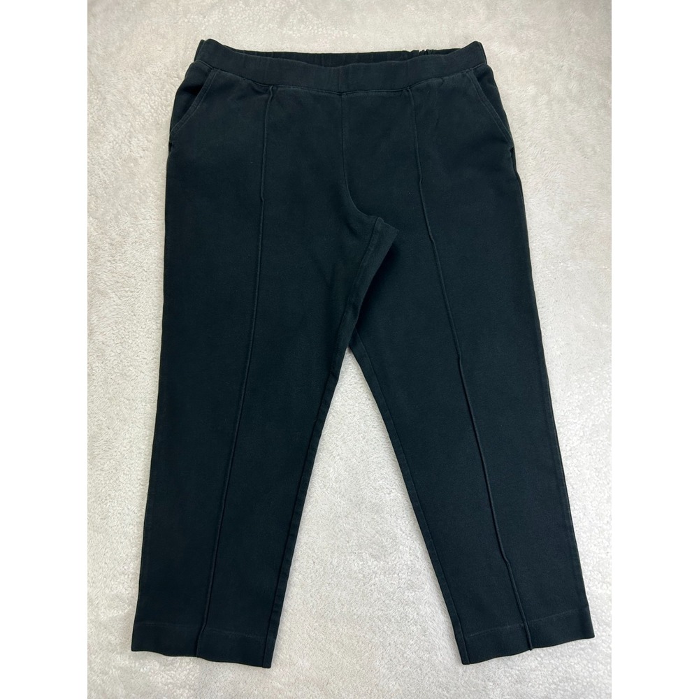 J. Crew Knit Pants Womens XL Black Tapered Leg Front Hem Cropped Ankle "Read"